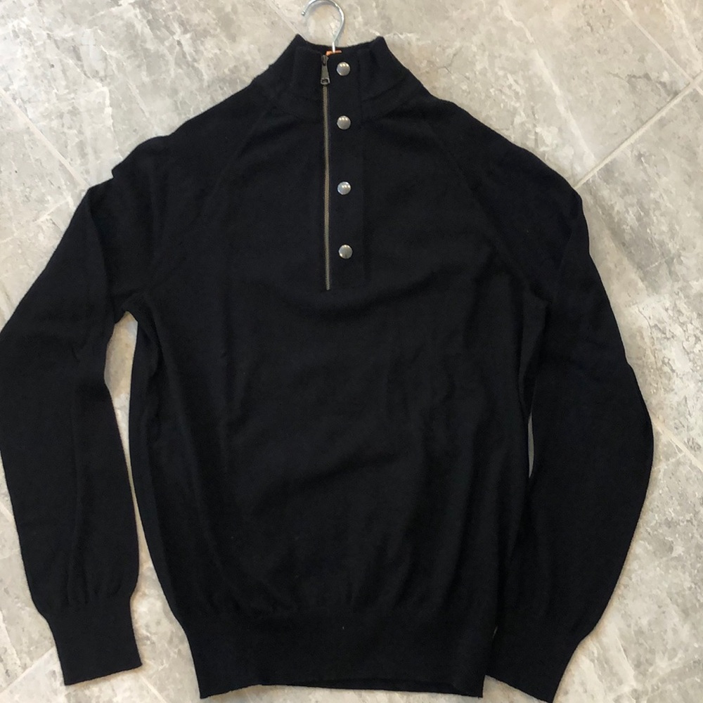 NWT Banana Republic 1/4 zip Cotton Sweater Black